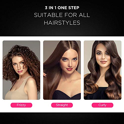 Hair Dryer Brush, SMZCTYI 3 IN 1 Electric One Step Hair Dryer & Volumizer & Styler, Negative Ion Anti-Scald Hot Air Brush, Salon Hair Straightener with Fast Drying & Cool Setting for All Hairstyles