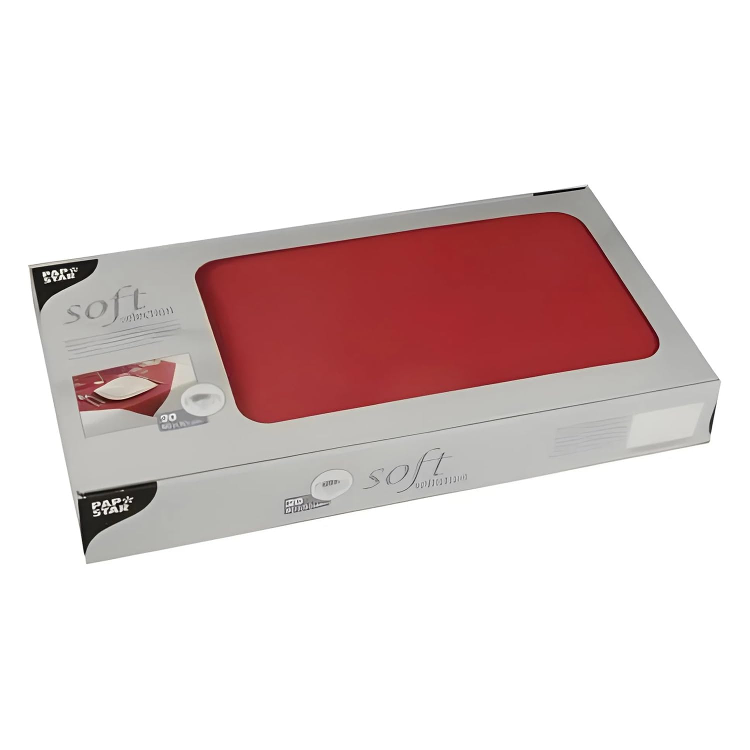 PAPSTAR, #82328 Tablecloth Fabric Like Fleece Soft Selection 80 cm x 80 cm Red Pack of 20