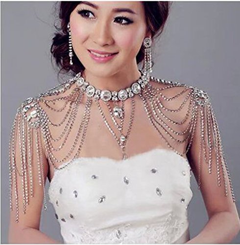 Onebest Wedding Bridal Women Crystal Rhinestone Shoulder Body Chain Necklace Jewelry
