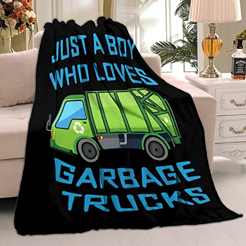 Boy Who Loves Garbage Trucks Blanket Soft Blankets and Throws Flannel Cozy Lightweight Quilt Gift Perfect for Bed Sofa Couch-50 x40 Small for Kids