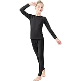 Daydance Nude Kids Girls Base Layers Set Tan Active Undergarments for Dance, Ballet, Gymnastics, Performance in Winter