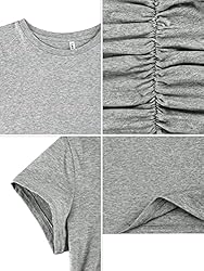 Laughido Midi Bodycon Ruched Tshirt Dress Women's