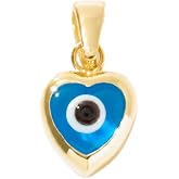 Gelin 14K Solid Gold Heart Evil Eye Charm Pendant for Women