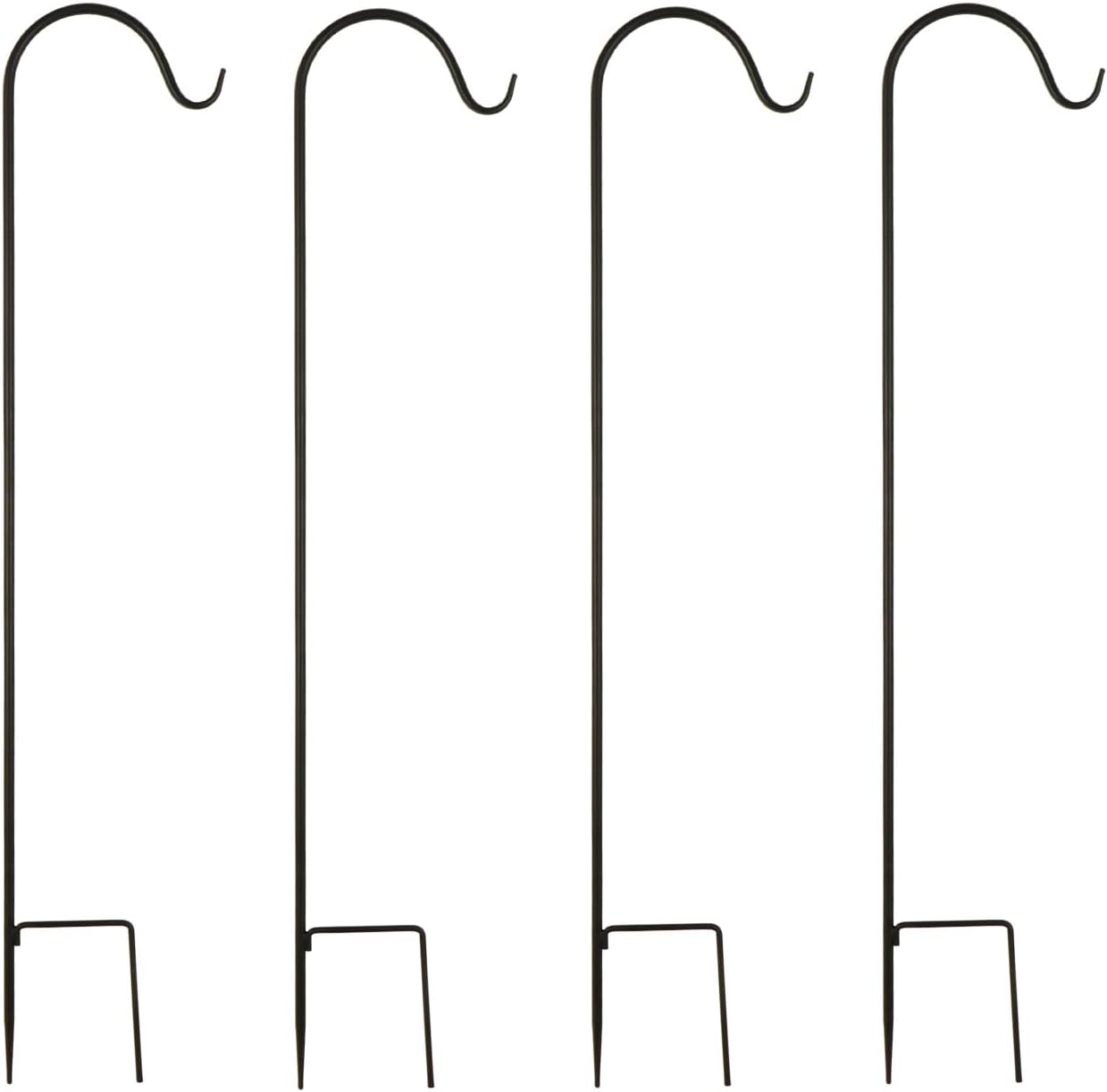 Outdoor Shepherd's Hooks - YELOKIE Premium Shepherds Hook 48 Inch, Integral Forming Manufacturing, Rust Resistant Steel Hook Ideal for Use at Weddings, Hanging Plant Baskets, Solar Lights, Lanterns, Bird Feeders, Set of 4