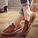 Tezoo Slip-On Walking Shoes, Suede Pure Color Slip On Stitching Flat Soft Shoes for Women Dark Brown US 9