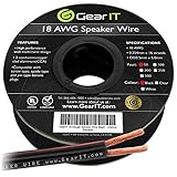 18AWG Speaker Wire, GearIT Pro Series 18 AWG Gauge Speaker Wire Cable (50 Feet / 15.24 Meters) Great Use for Home Theater Speakers and Car Speakers Black