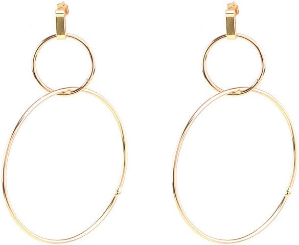 JeRy Geometric Double Circle Round Stud Earrings Women's Lucky Number 8 Shape Hollow Big Hoop Earring