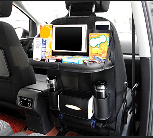 TOCGAMT 2 Pack Black Car Backseat Organizer with Tray for Baby Kids
