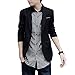 VOBAGA Men's Slim Fit Casual One Button Suit Blazers Black 5XL