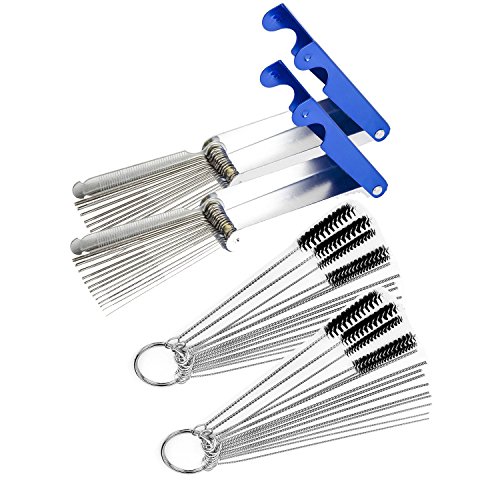 HIFROM Carburetor Jet Cleaner Cleaning Tool-13 Wire Set Torch Tip with Carburetor Nylon Tube Brush Cleaning Set for ATV Moped Welder Motorcycle Carburetor (4 PCS)