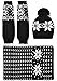 Women's 3 Piece Winter Set-Snowflake Pompom Beanie Reversible Scarf Glove Set,Black