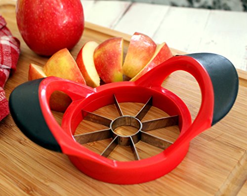 Dynamic Chef Apple Slicer - Stainless Steel Apple Corer - up to 3.5 Inch Apples - 8 Slices - Comfortable Sturdy Rubber Grips