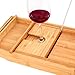 BAMBUROBA Bamboo Bathtub Caddy Tray Expandable for Luxury Bath,Bath Accessories & Table with Wine Glass Holder,Book Stand Bathroom Organizer with Extending Sides for Men/Women