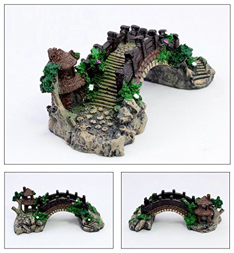 Alwaysuc Pavilion Tree Fish Tank Decoration Aquarium Ornament Poly Resin Bridge Landscape Decor Fish Tank Ornaments - Thumbnail 2