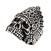 PAURO Cool Feather Dayak Indian Headdress Punk Skull Stainless Steel Mens Ring Size 10