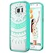 SmartLegend Galaxy S7 Case, Retro Totem Mandala Floral Pattern Clear Acrylic PC Hard Back Cover with TPU Bumper Frame Hybrid Transparent Protective Shell Case for Samsung Galaxy S7 (Mint)