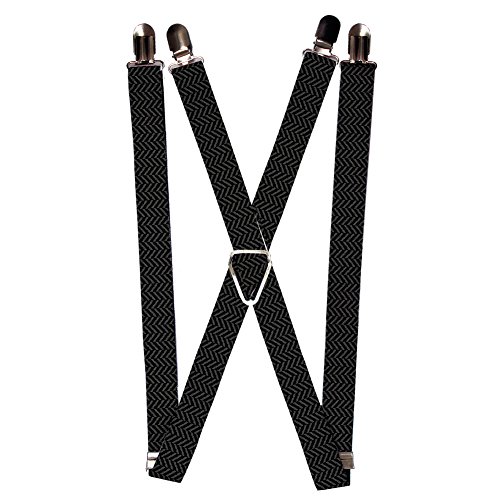 Black and Grey Woven Chevron Stripes Suspenders