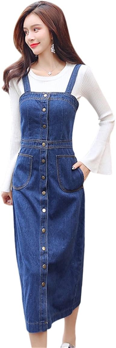 female long denim overall suspender skirt dress