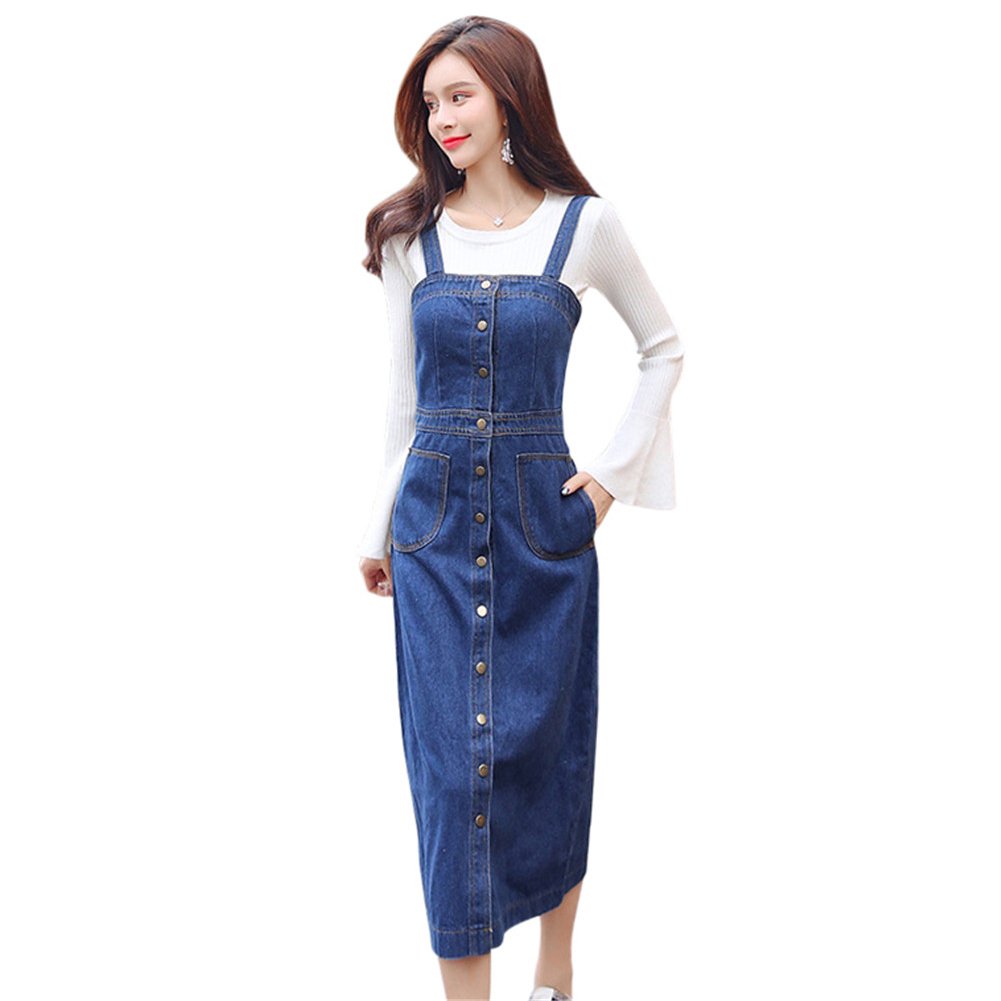long jean overall dress