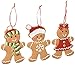 Set of 3 Gingerbread Cookie Christmas Tree Ornaments Adorable Holiday Decor