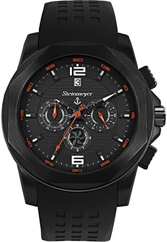 Steinmeyer Men's yachting 44mm Black Polyurethane Band Steel Case Quartz Analog Watch S 032.73.29