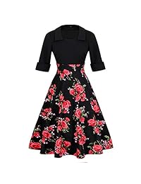 Vestido de fiesta casual 2472 con bolsillos de retazos de media manga para mujer