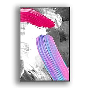 Framed Canvas Wall Art for Living Room, Bedroom Colored Brush Canvas Prints for Modern Home Decoration Ready to Hang - 16"x24" inches