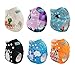 ALVABABY 6 Pack Cloth Diaper with 12 Inserts One Size Adjustable Washable Reusable Diaper Cover for Baby Girls and Boys