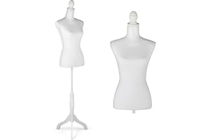 HOMBOUR Female Mannequin Body, Sewing Mannequin Torso Dress Form, Adjustable Mannequin with Stand for Display Dressmaker, White