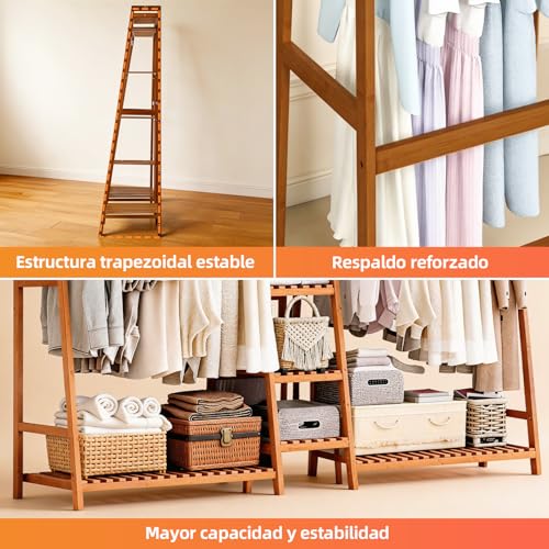 GARUISKY Rack para ropa, Closet armables para ropa con 9 Compartimentos de Almacenamiento, 160x40x140CM Perchero con Estantes, para Balcón, Dormitorio, Sala de estar y Lavandería, Fácil de montar