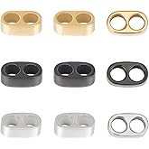 UNICRAFTALE 9Pcs 3 Colors Stainless Steel Slide Beads Charm Two Large Hole Spacer Loose Beads Multi-Strand Links Oval Connector Spacer Bead for Cord Jewelry Making