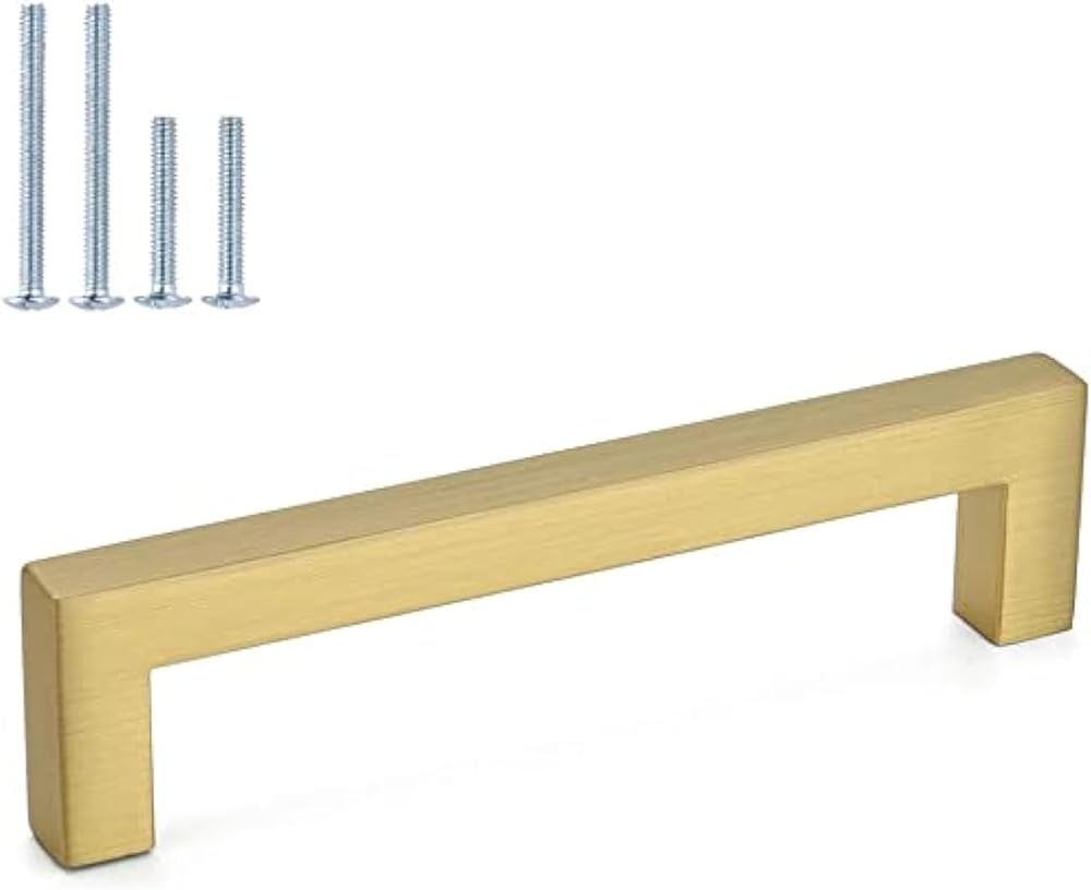 LONTAN 10 Pack Gold Cabinet Handles 160mm Brushed Brass 173mm 12mm
