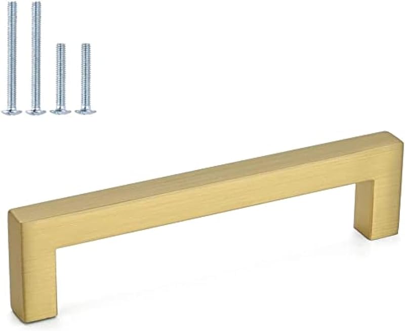 LONTAN 10 Pack Gold Cabinet Handles 160mm Brushed Brass 173mm 12mm