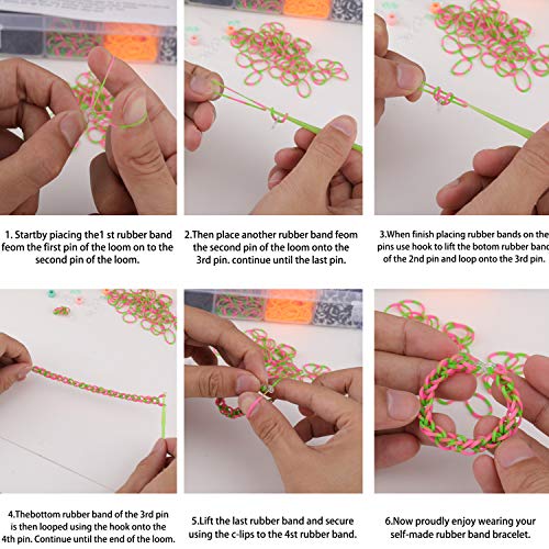 Totem World 6850 Pcs Rainbow Color Loomy Rubber Bands DIY Refill - 6400 Quality Stretchy Bands, 320 Clips, 100 Beads, 15 Charms, 2 Y Loomy, Hooks, Tassel, Hair Clips, Organizer Case