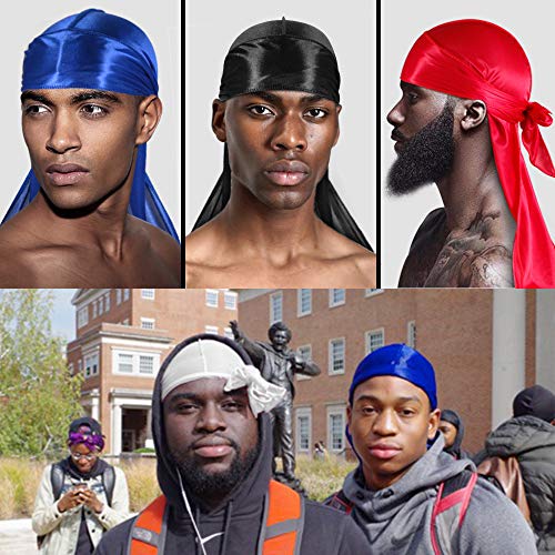 8+4 Silky Durag with Wave Caps for Men, Satin Durag Pack for 360 Waves