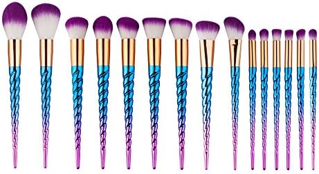 Professional Unicorn 15pcs Makeup Brushes Powder Foundation Makeup Brush Set Whorl Shape Handle Make Up Brushes Synthetic Hair Cosmetics Blending Blush Brush Eyeshadow Eyeliner Makeup Brush Kit