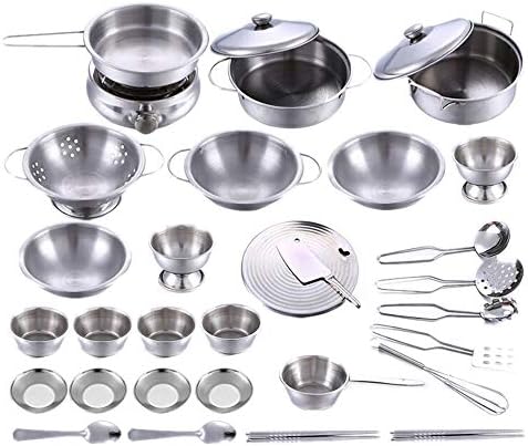 ALIKEEY Educational Toys for Kids, 32Pcs Set Kids Play House Kitchen Toys Cookware Cooking Utensils Pots Pans Gift