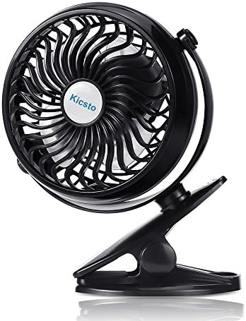 Kicsto Clip on Fan - Rechargeable Battery Operated Fan with 2600 Mah Usb Desk Fan for Baby Stroller, Mini Personal Portable Fan,Usb Clip Fan with Adjustable Speed (Black)