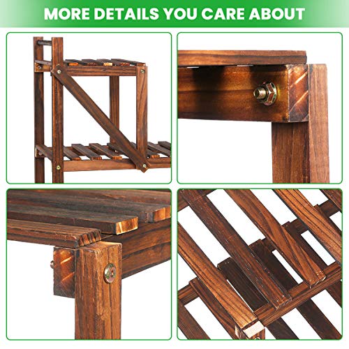 TOOCA Wood Plant Stands Indoor, 3Tier Corner Plant Flower Pot Stand