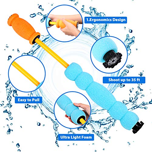 4 Pack Foam Water Blaster, Water Guns Shooter Squirt Guns Set UP to 35