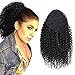 RACILY Curly Human Hair Ponytail with Wrap Drawstring 3C Remy Brazilian Virgin Hair Natural Color Afro Kinky Curly Hair Piece Clip-in Extensions (16