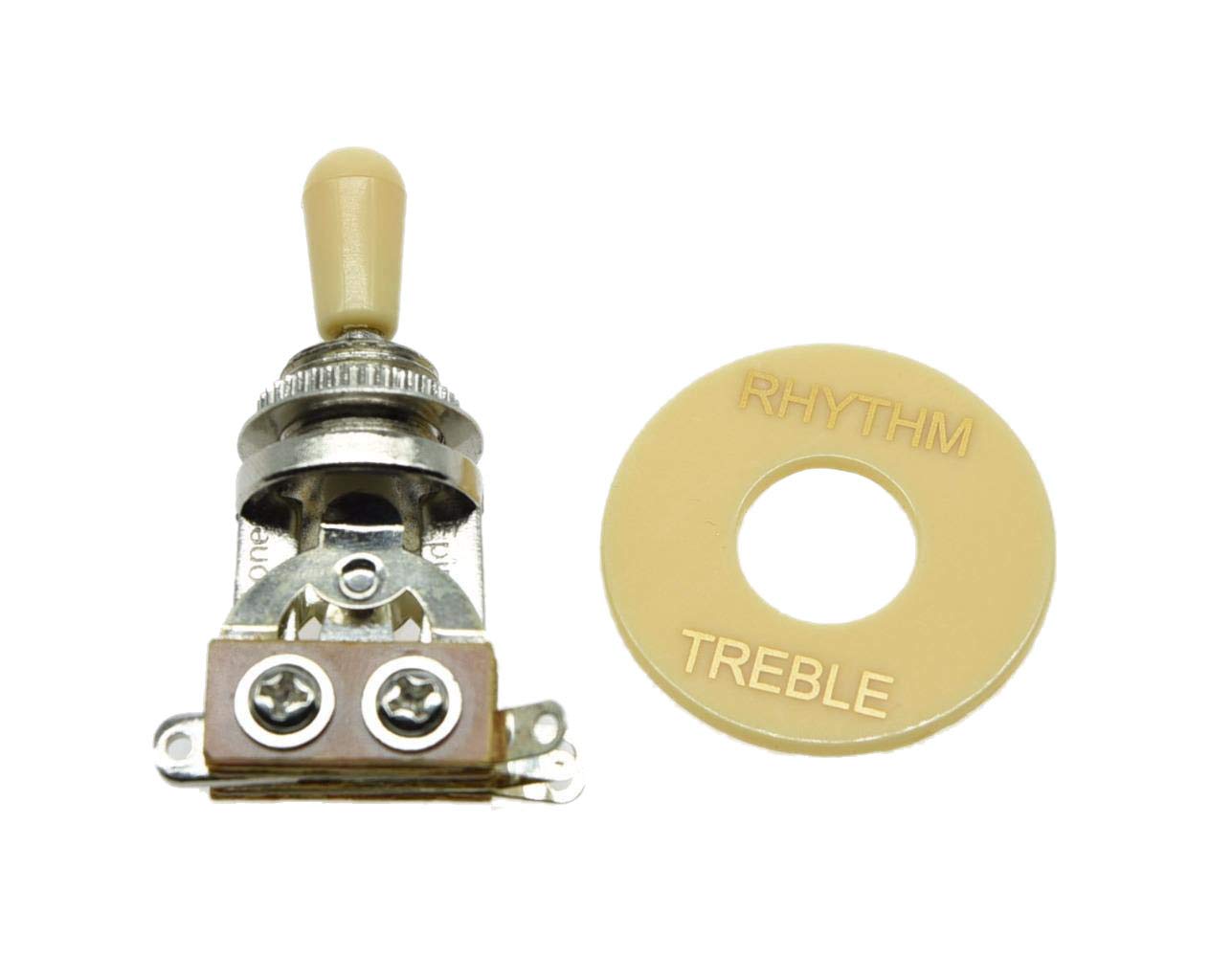 Dopro LP Guitar 3 Way Toggle Switch Chrome with Cream Tip and RHYTHM TREBLE Plate for Les Paul