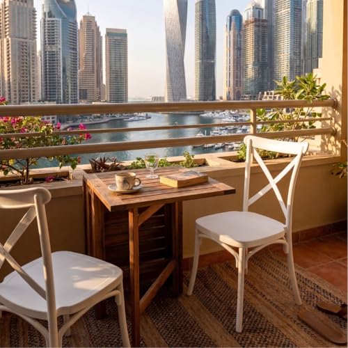 MARCOLO Amalfi Cross Back Chair, Modern Plastic Dining Chair, Lightweight & Durable, Weather and UV Resistant Indoor/Outdoor Chair for Kitchen, Dining Room, Café & Patio (White)
