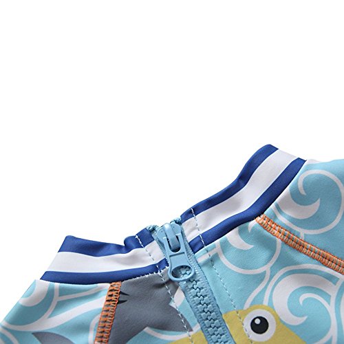 Baby Boys Swimsuit One Piece Toddlers Zipper Bathing Suit Swimwear with Hat Rash Guard Surfing Suit UPF 50+ (Shark, 6-9 Months)