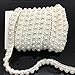 FQTANJU 5 Yards Faux Pearls Lace Ribbon Applique Pearl Fringe for Wedding Party Decoration, Home Deco, Lamp Shade, Costume, Lvory.