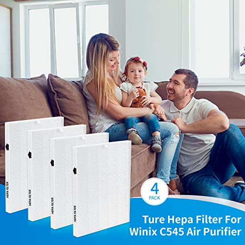 Jowlawn C545 H13 True HEPA Replacement Filter S Compatible with Winix C545 Air Purifier, Replaces Winix S Filter 1712-0096-00, 4 Pack True HEPA Replacement Filters