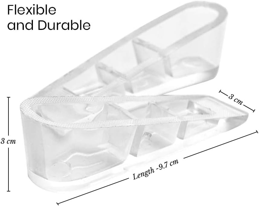 HealthAndYoga Anti-Skid, Clear PVA Door Wedge Stoppers - Antifragile, Durable Plastic - Set of 2, White, 9.7 cms. approx - Image 3