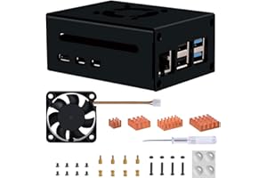 GeeekPi Metal Case for Raspberry Pi 5, Pi 5 Case with 4010 PWM Large Fan and 4PCS Pure Copper Heatsinks for Raspberry Pi 5 4GB/8GB, Support Official Pi 5 Active Cooler