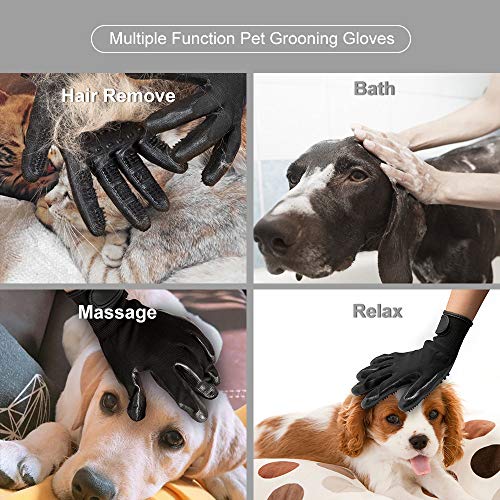 AStar Pet Grooming Gloves, Upgrade Version for Cats/Dogs/Horses,Perfect Deshedding Hair Remover Brush for Shedding,Massaging,Grooming with Both Long&Short Fur(1 Pair for Both Hand)