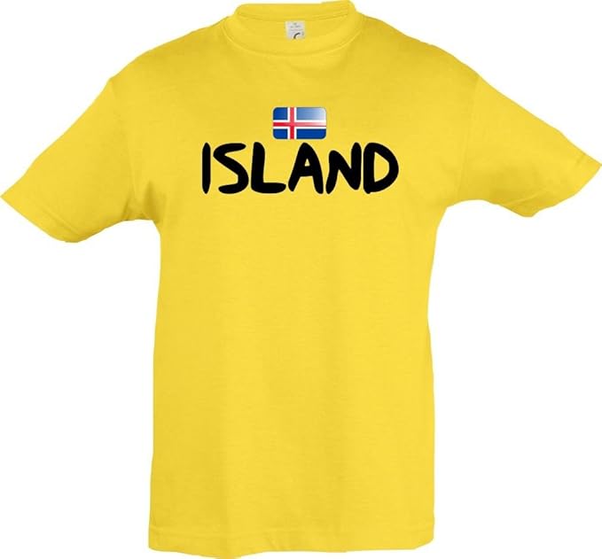 Unbekannt Cooles WM Länder Kinder T-Shirt mit Flagge/Island/Viele Farben/Größen von 104-164
